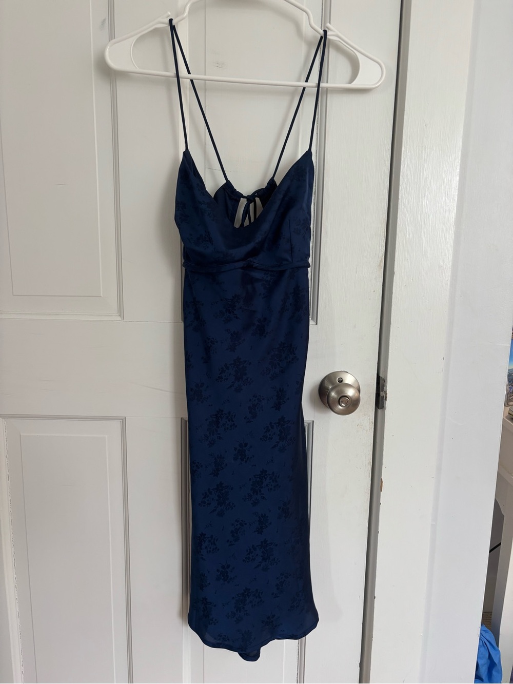 Navy Floral Dress with Spaghetti Straps